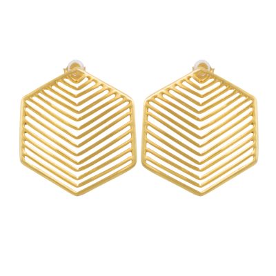 Art Deco Hexagon Grid Earrings