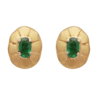 18kt Gold Classic Emerald Stud Earrings