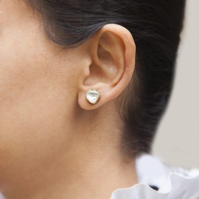 Sliced Diamond 22kt gold ‘Simple but Powerful’ Stud Earrings (as worn by Michelle Pfeiffer)