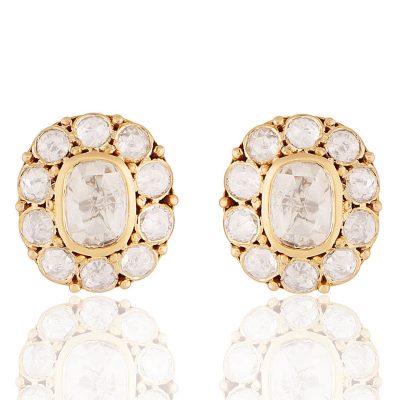 18kt Gold & Rose Cut Diamond Stud Earrings