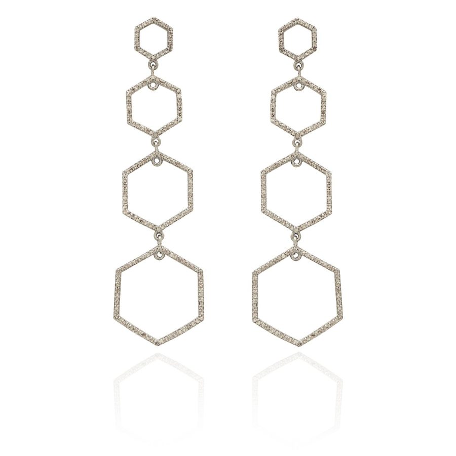 Art Deco Hexagon Diamond Earrings