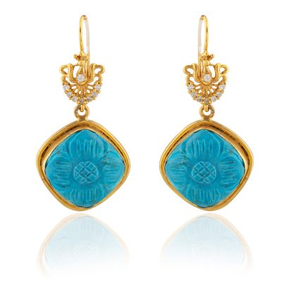 Heritage Turquoise & Peacock Detail Drop Earrings