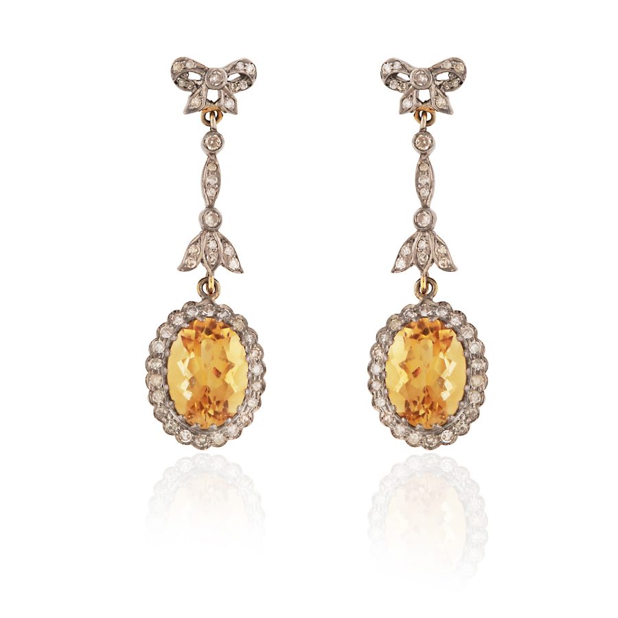 1920's Art Deco Citrine and Diamond Earrings