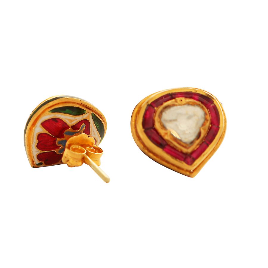 Diamond , Ruby and Enamel Stud Earrings
