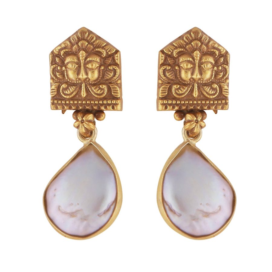 Heritage Sun God Baroque Pearl Drop Earrings