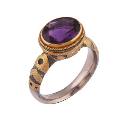 Purple Amethyst and Diamond Ring