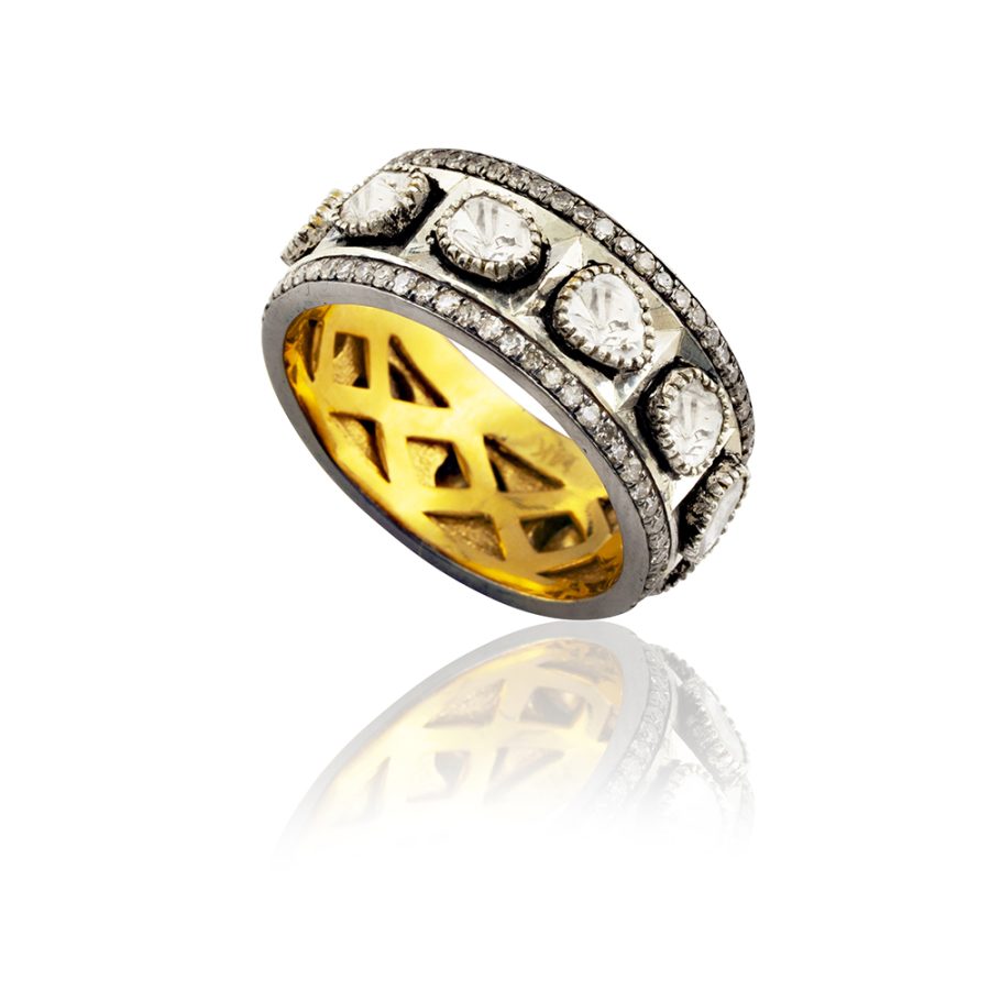 Classic 15th Century Natural Sliced Diamond Ring Band