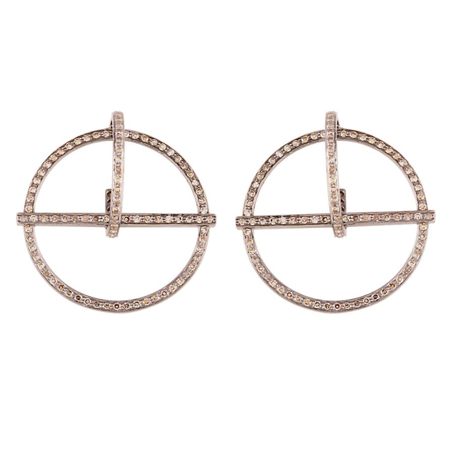 Simple 3D Structured Diamond Studded Earrings