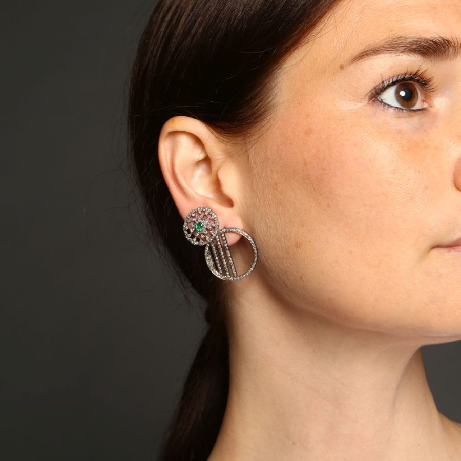 Diamond Gridded Mandala Earrings