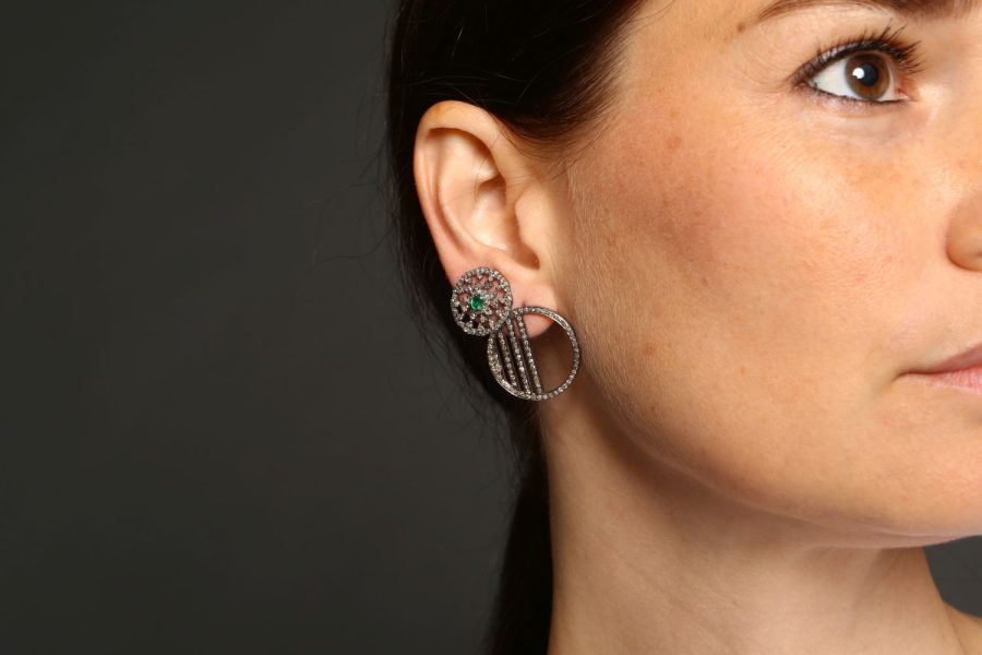 Diamond Gridded Mandala Earrings - Image 3