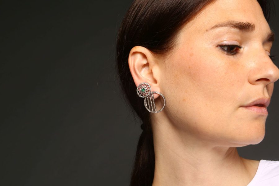 Diamond Gridded Mandala Earrings - Image 4