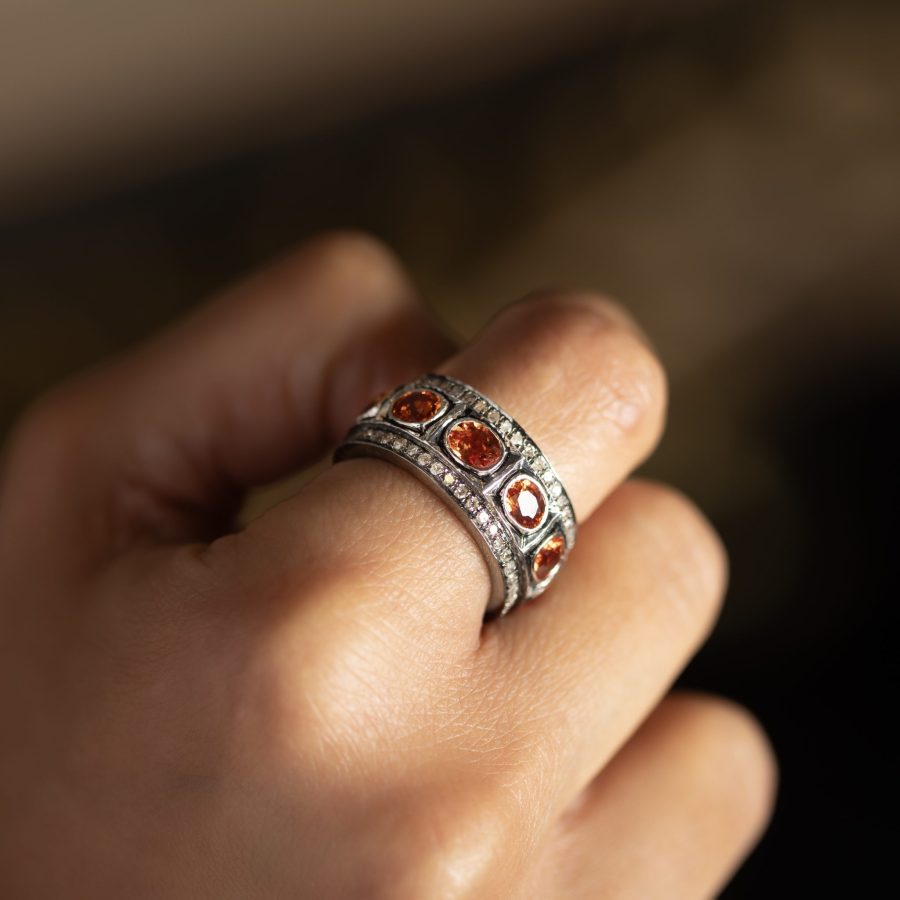 Classic Orange Sapphire Ring Band