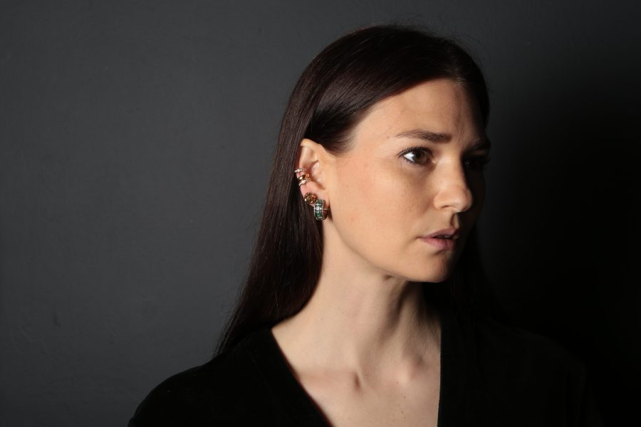 Simple & Classic Natural Emerald & Diamond Hoop Earring - Image 4