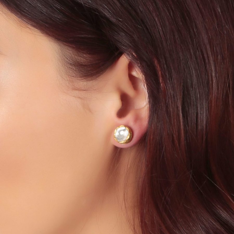 'Jodha' Round Sliced Diamond 22kt gold ‘Simple but Powerful’ Stud Earrings