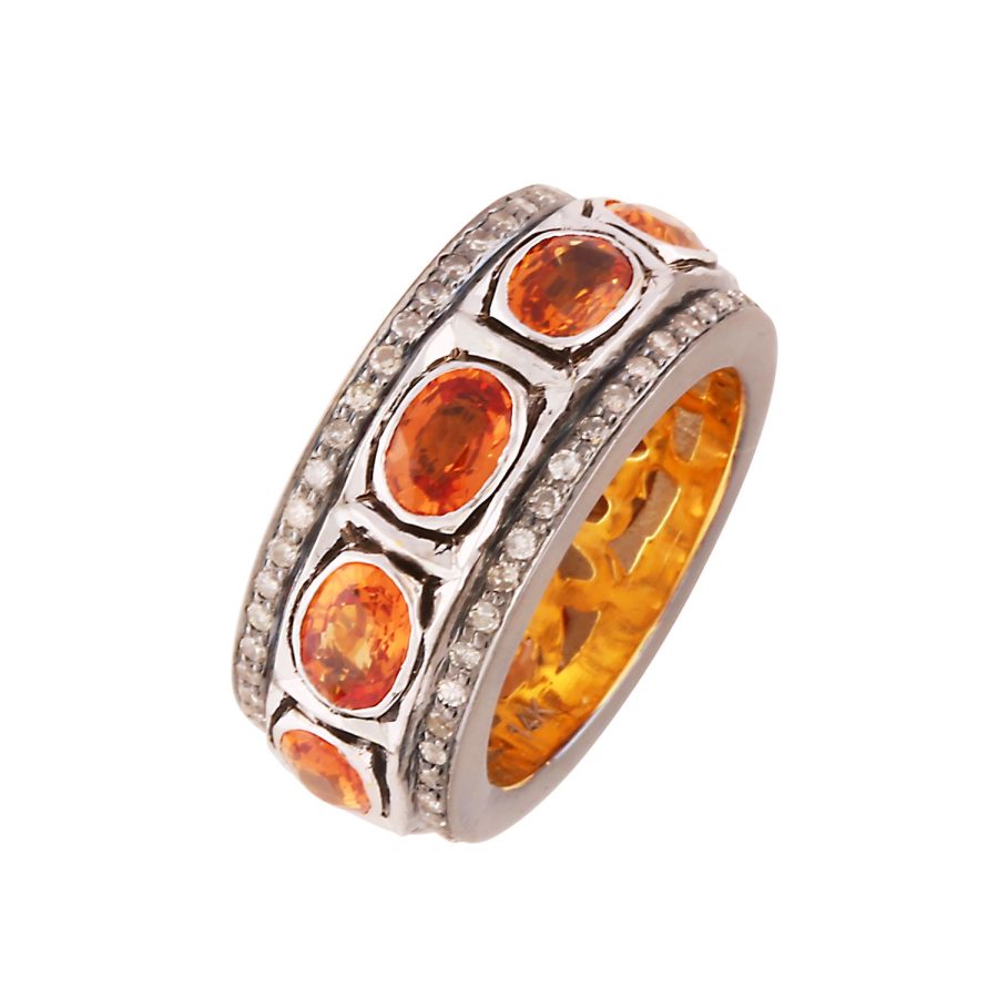 Classic Orange Sapphire Ring Band