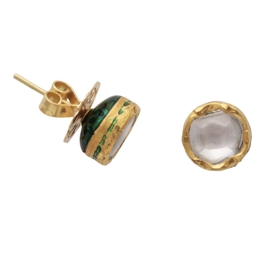 'Jodha' Round Sliced Diamond 22kt gold ‘Simple but Powerful’ Stud Earrings