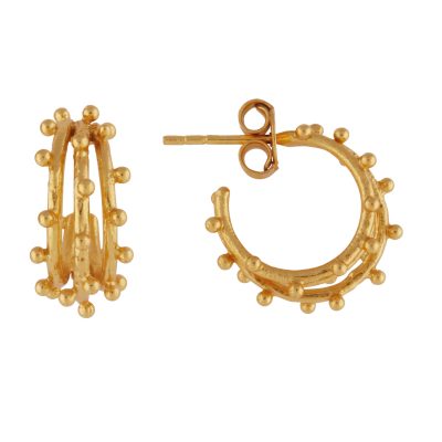 Simple Gold Ball Detail Hoop Earrings