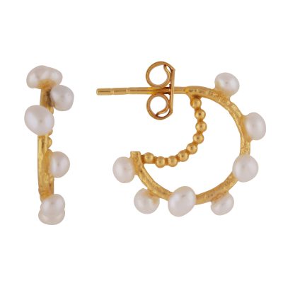 Simple Gold Hoops With Pearls