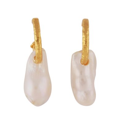 Irregular Pearl Hoop Earrings