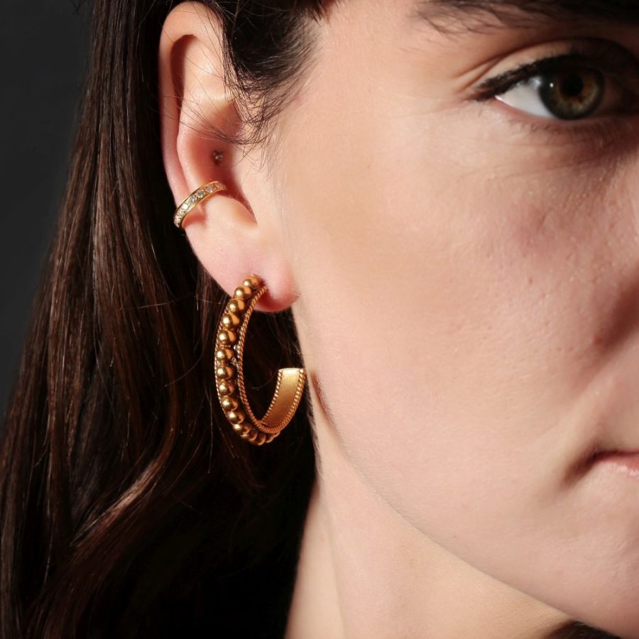 Gold Ball Hoop Earrings