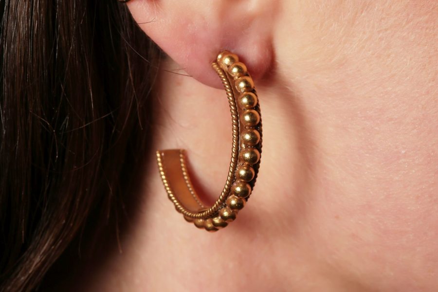 Gold Ball Hoop Earrings - Image 3