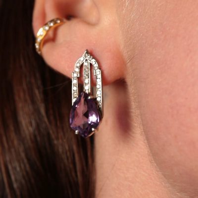 Amethyst Earrings with diamonds