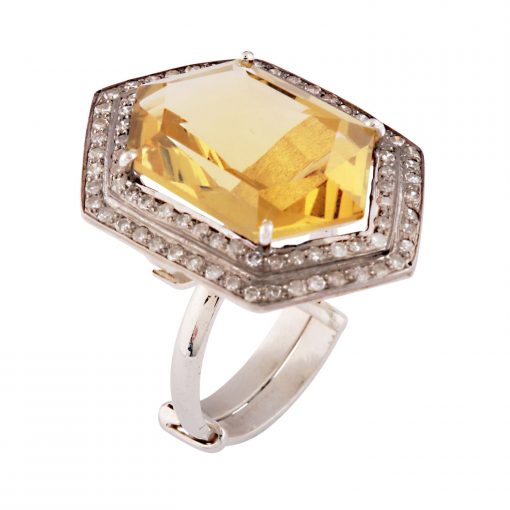quartz and diamond ring