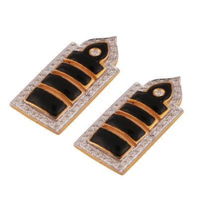 Enamel & Diamond Palace Earrings (18kt Gold)