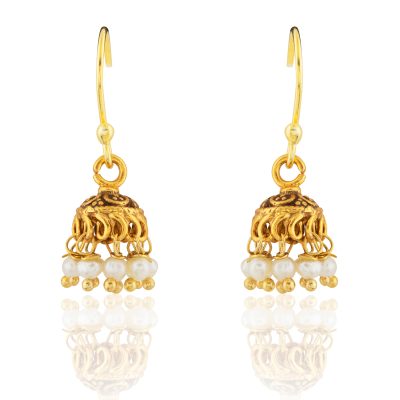 Bridgerton Gold Ball & Pearl Jumkhi Earrings (As worn by Edwina)