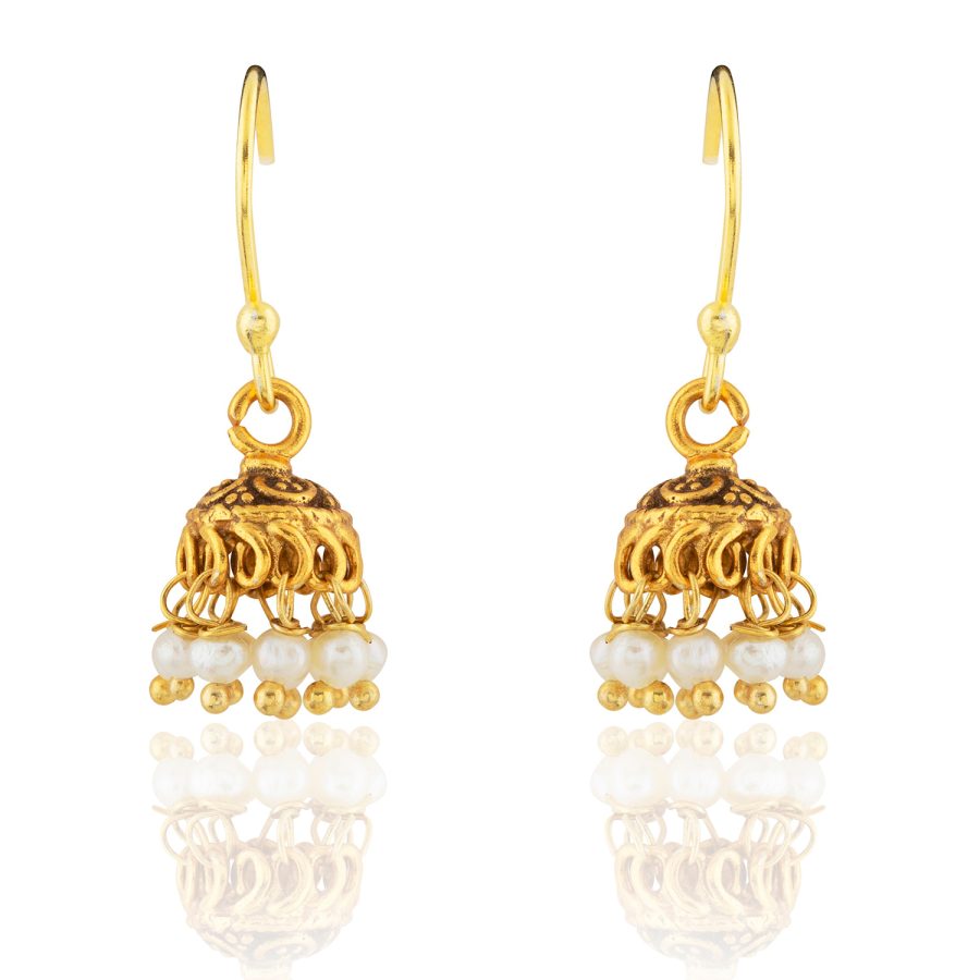 Bridgerton Gold Ball & Pearl Jumkhi Earrings (As worn by Edwina)