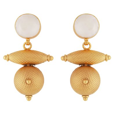 Detailed Amulet Pearl Drop Earrings