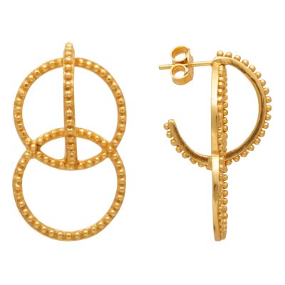 Double Hoop Granulated Ball Earrings