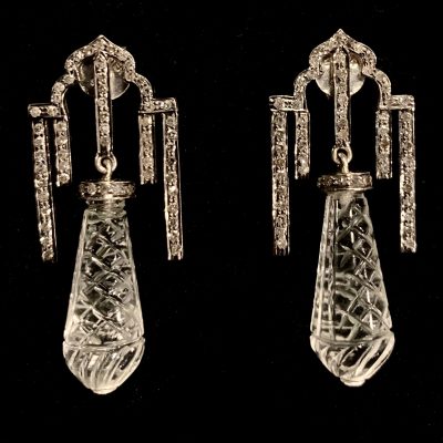 Carved Crystal & Diamond Palace Earrings