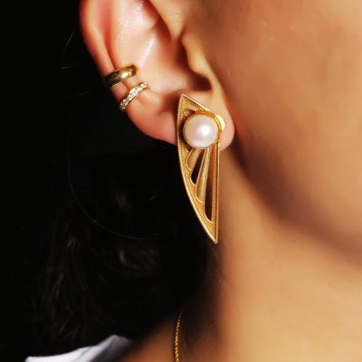 Art Deco Pearl Angel Wing Earrings