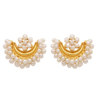 Delicate Pearl Half Moon Earrings