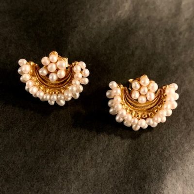 Delicate Pearl Half Moon Earrings