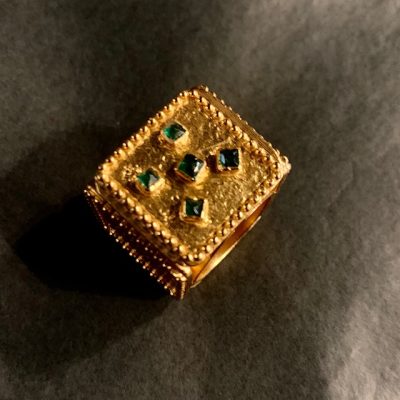 Emerald Geometric Dice Ring