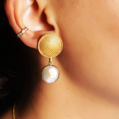 Moon Pearl Drop Earrings