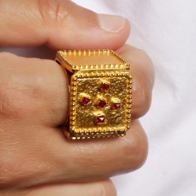 Ruby Geometric Dice Ring