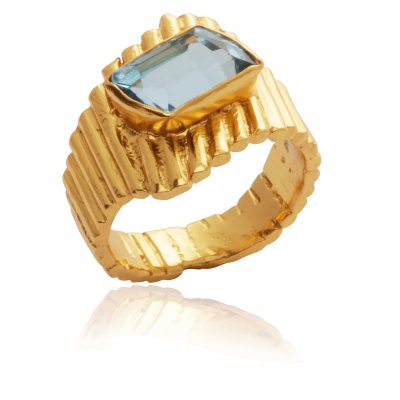 Geometric Blue Topaz Ring Band