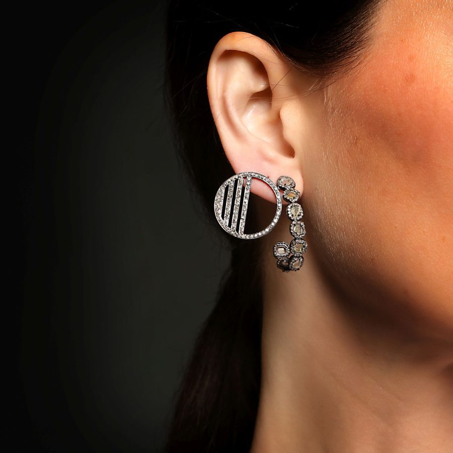 Slice Diamond Hoop Earrings
