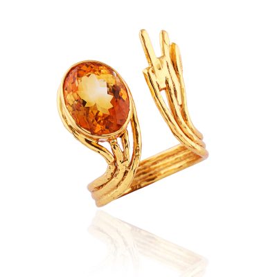 Abstract Protective Citrine Ring