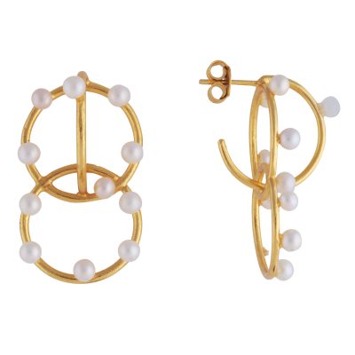 Double Hooped Pearl Earrings