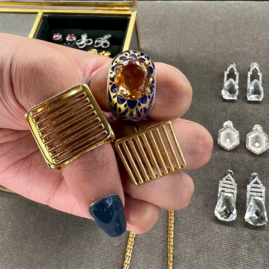 Grid Dice Block Ring