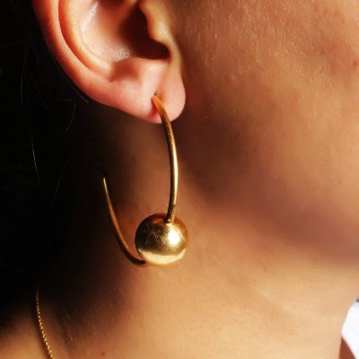 Hoop Centre Gold Ball Earring