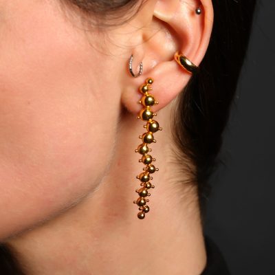 Gold Ball Abstract Drop Earrings