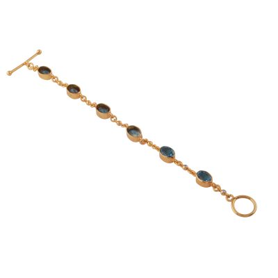 Simple Blue Topaz & Diamond Bracelet