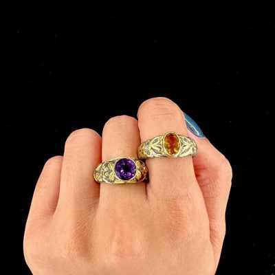 18kt Gold & Silver Citrine & Diamond Ring