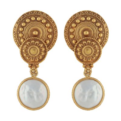 Heritage Double Disc Pearl Earring