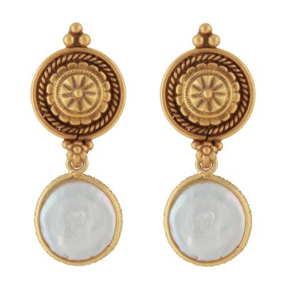 Heritage Mandala Pearl Drop Earrings